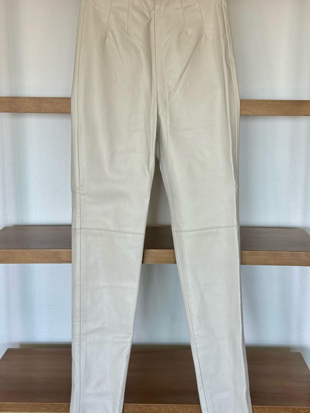Zara Cream Leather-Effect Tapered Women’s Pants